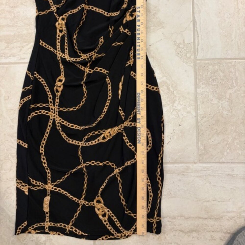 Lauren Ralph Lauren Dress Women sz 6 Black Gold Chain Print Classic Old Money - Picture 9 of 10